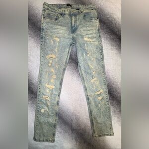 NWOT Reason Ripped Distressed Light Wash Skinny Street Denim Jeans  34 x 31.5